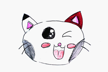 a happy cat shows its tongue