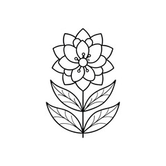 Simple and elegant black and white flower illustration for decorative designs and patterns