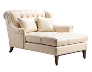 Fototapeta premium Elegant Cream Leather Chaise Lounge – Isolated on Transparent Background