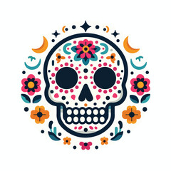 skull vector image with flowers