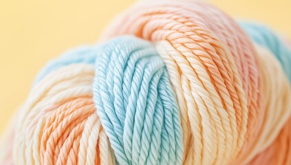 Close-up of a ball of pastel-colored yarn