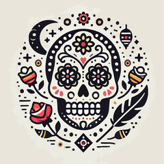 skull vector image with flowers