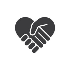 hand palm care love icon, handshake Heart symbol. Vector illustration