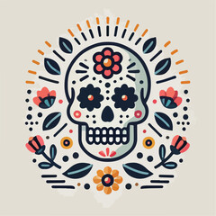 skull vector image with flowers