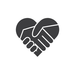 hand palm care love icon, handshake Heart symbol. Vector illustration