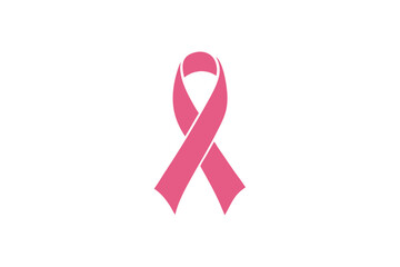 pink ribbon, breast cancer awareness symbol or sign, isolated on white, vector icon illustration
