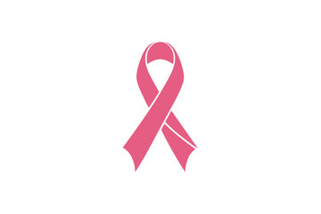 pink ribbon, breast cancer awareness symbol or sign, isolated on white, vector icon illustration