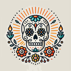 skull vector image with flowers