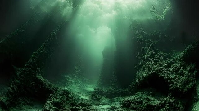An underwater cave in the middle of the ocean