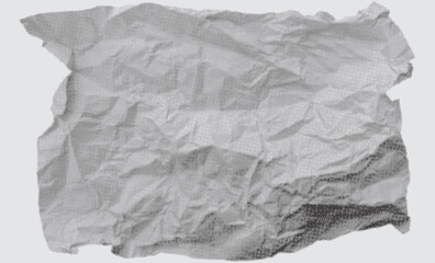 Large crumpled sheet of paper. Vector illustration with halftones. Retro effect. Illustration for design, decoration and scrapbooking.
