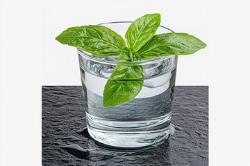 Refreshing Mint Garnish in Iced Water Glass