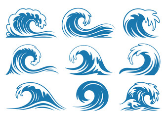 Fototapeta premium Ocean Wave Vector Set Art & Illustration