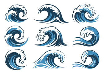 Ocean Wave Vector Set Art & Illustration