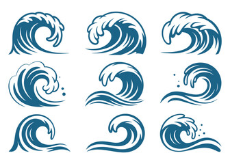 Naklejka premium Ocean Wave Vector Set Art & Illustration