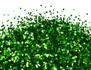 Clustered green glitter confetti explosion with bokeh sparkles party celebration element isolated PNG