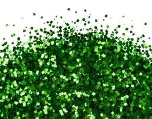 Clustered green glitter confetti explosion with bokeh sparkles party celebration element isolated PNG