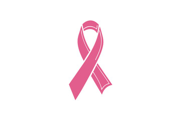 pink ribbon, breast cancer awareness symbol, isolated on white, vector icon illustration