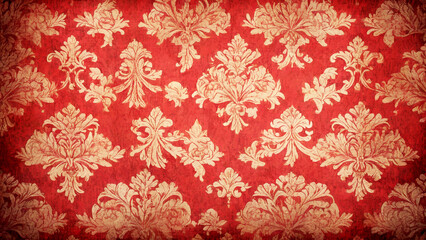 Red vintage damask fabric background texture