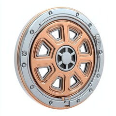 Obraz premium Rose Gold and Silver Circular Vault Door 3D Render