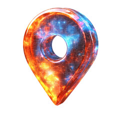 Glowing map pin on black background isolated on transparent background