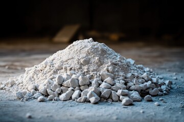 A pile of white powder and small stones