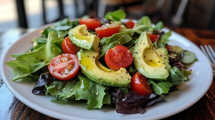 Fresh Salad with Avocado and Cherry Tomatoes