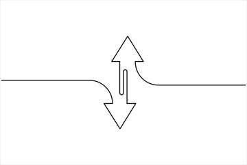 Continuous one line art drawing of arrows design. Vector illustration of Line art arrow symbol