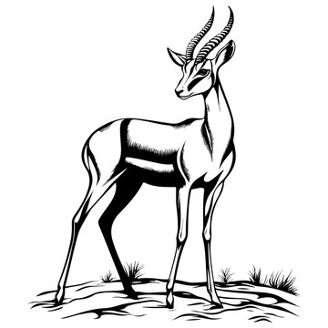 gazelle, animal, vector, transparent background, wildlife, mammal, nature, cute, antelope, zoo, isolated, farm, herbivore, springbok