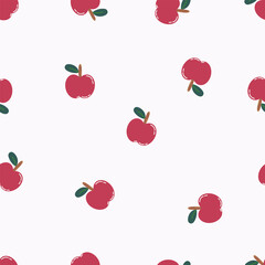 Red apple and green leaf seamless pattern design. Red apple fruit for background, wallpaper, carpet, textile, fabric, card, wrapping paper, notebook, decoration, stationery, and phone cases.