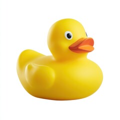 Yellow rubber duck on white background