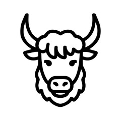 Yak face icon on white background vector
Vector line icon animals