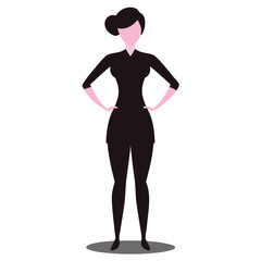 Silhouette of a woman standing confidently with hands on waist