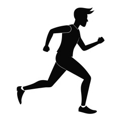 Silhouette of a man jogging, side view, black figure