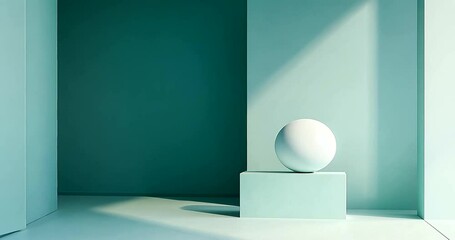 Mint Green  Scene with White Sphere - Powered by Adobe