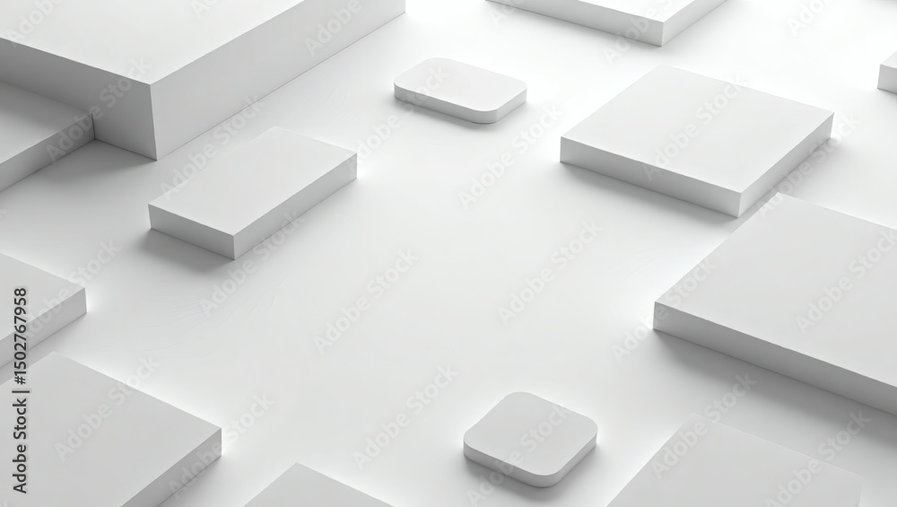 Poster an abstract, minimalist composition with rectangular geometric shapes creating a sense of order and design