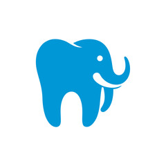 Creative Blue Elephant Tooth Logo – Dental and Animal Concept Icon