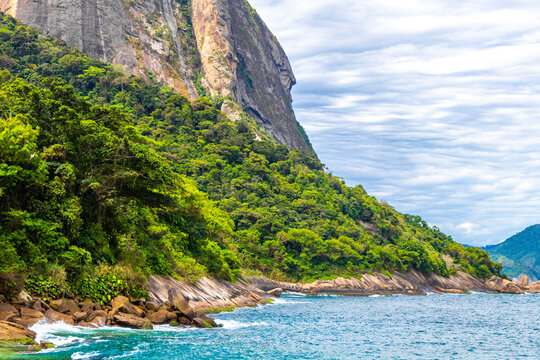 Tropical Urca Red Beach Rocks Water Rio de Janeiro Brazil.