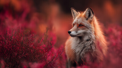 Red fox in autumn is very beautiful