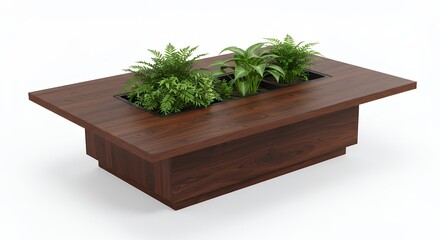 Rustic rectangular planter with plants