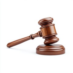 Wooden gavel on white background