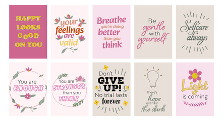 A4 Mental health posters, Positive affirmation posters, Self care posters, positive affirmation cards. Affirmation wall art, affirmation stickers, motivational posters. Printable art, 10 pack bundle