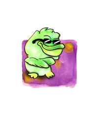 stylish duck with sunglasses watercolor illustration