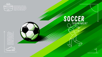 Obraz premium Dynamic vector illustration of a soccer player kicking a ball during a tournament