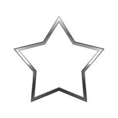 Obraz premium Star silver frame. Isolated luxury five pointed star silver grey border. Gray star flat frame mockup design element. Vector illustration.