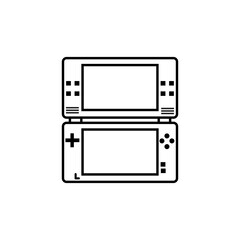 Portable game console line icon isolated on white background, vector.