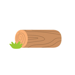 Cute Log with grass for camping equipments illustration 