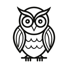 owl line art icon vector with white background.