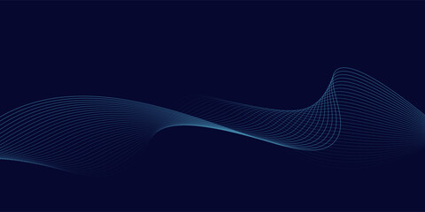 Abstract glowing wave lines on dark blue background. Dynamic wave pattern. Modern flowing wavy lines. Futuristic technology concept.