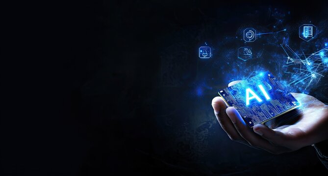 Futuristic AI Chip in Hand