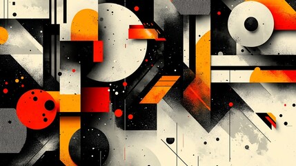 Abstract Geometric Composition: Bold Hues and Textured Forms